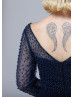 Navy Blue Pearls Mother Of The Bride Dress